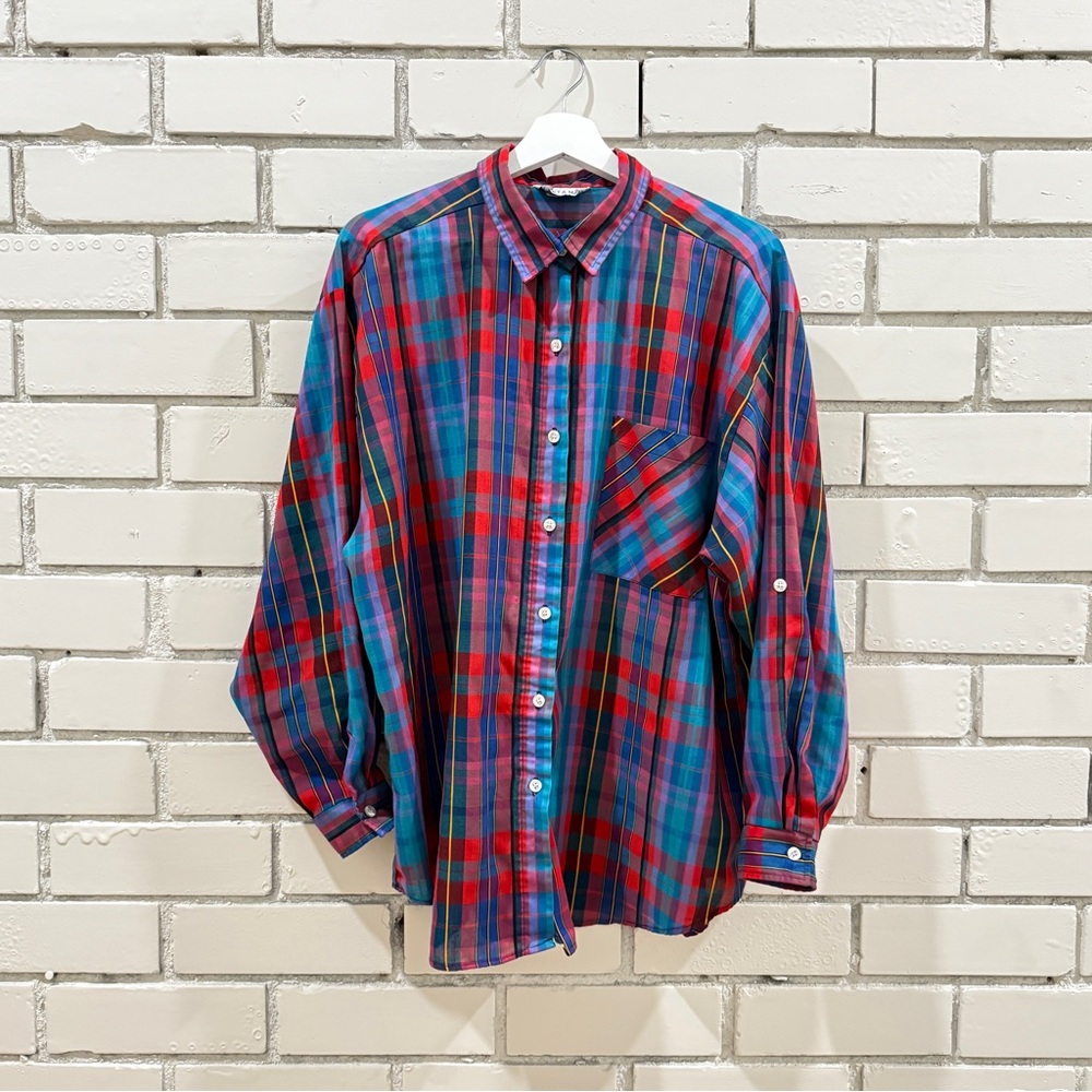 Casey & Max Rainbow Plaid Long Sleeve Shirt